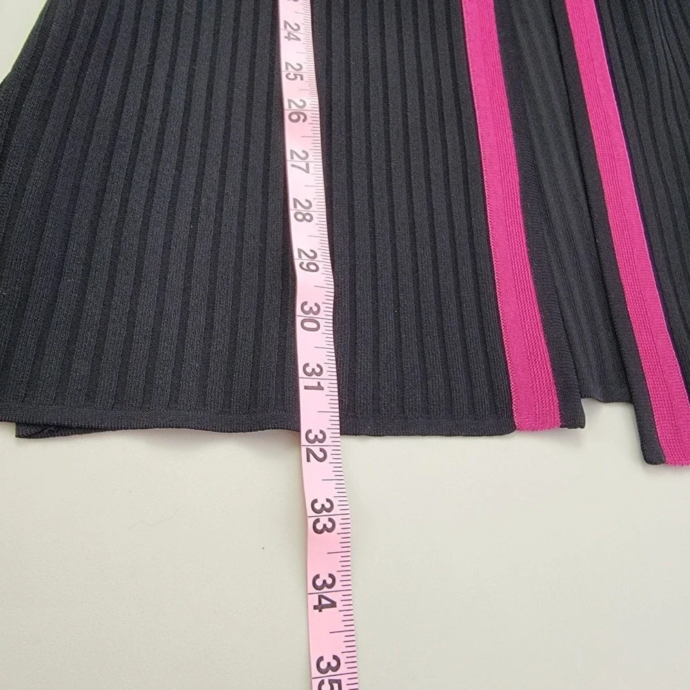 Misook Magenta Black Knit Cardigan Long‎ Sleeve Open Front Striped